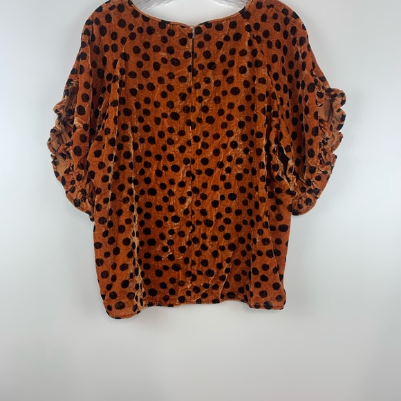 Madewell Velour Ruffle Sleeve Blouse Size XL Orange - Picture 5 of 6